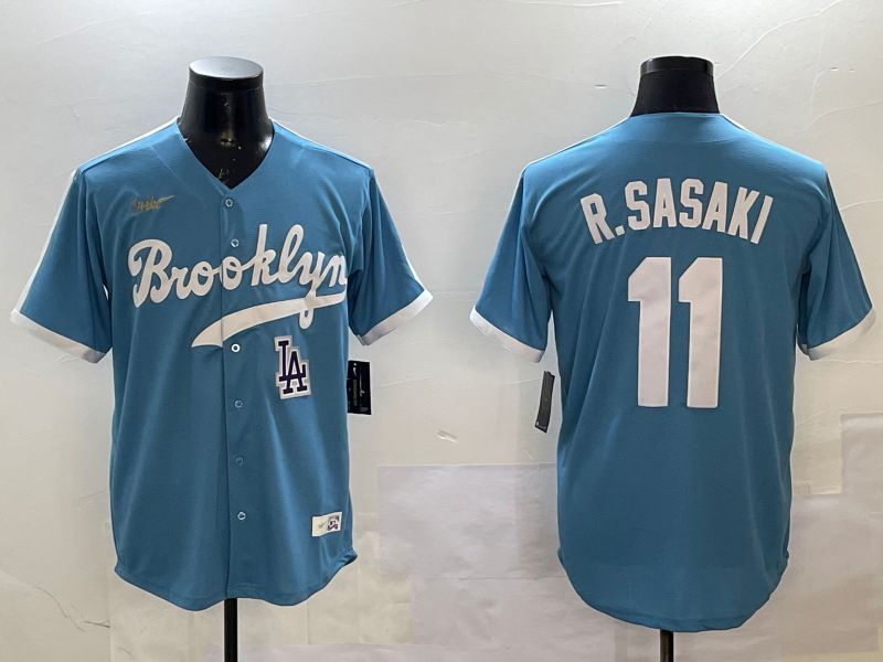 Men Los Angeles Dodgers 11 R.Sasaki Light Blue Fashion Game 2025 Nike MLB Jersey style 6